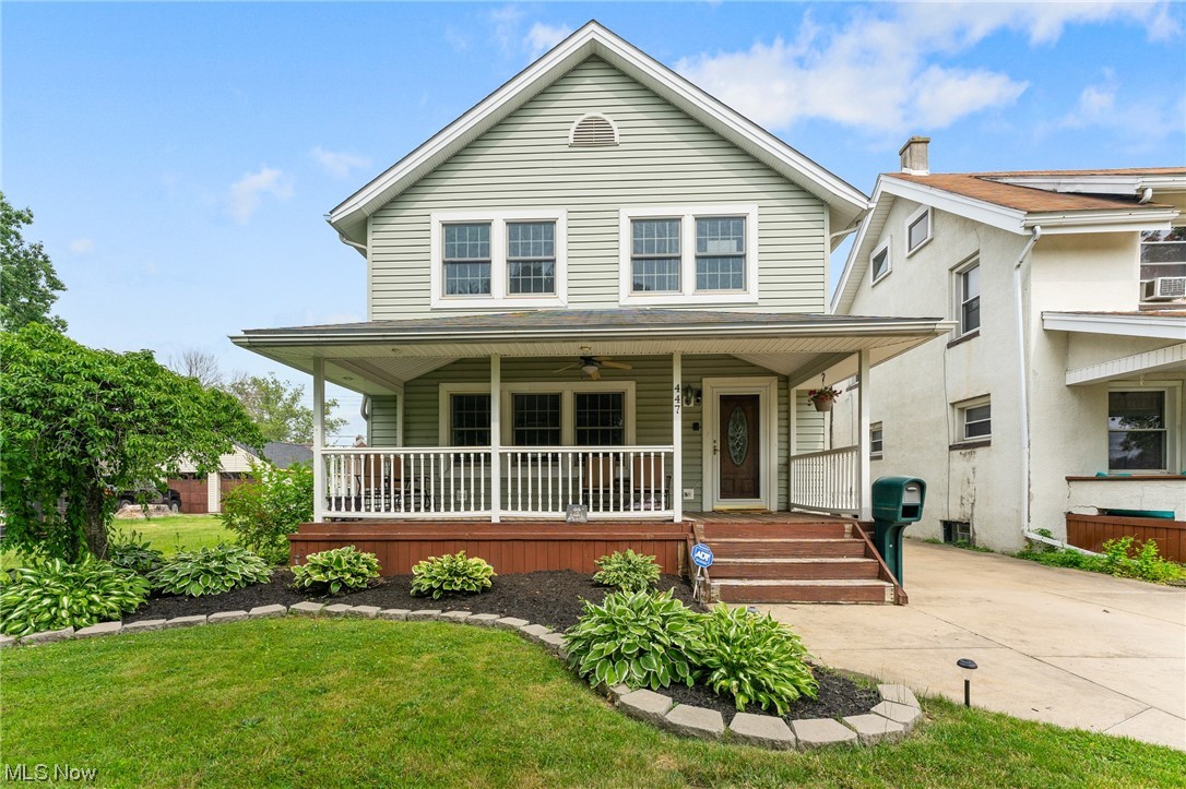 This house has so many unique characteristics that you will fall in love with! As you pull up, the freshly landscaped house accents a welcoming front porch that leads into the living room. The living room offers tile flooring, pillars and a cozy fireplace that with tons of natural lighting. The large eat in kitchen has tons of space with an island, newer cabinets, tile countertops and a large dining area with access to the back deck. 1/2 bath off the kitchen. Upstairs hosts 3 nice sized bedrooms with larger closets. Primary bedroom has a walk-in closet. Full bathroom with a new tub and tile flooring. The basement is partially finished with vinyl flooring, bar area and 1/2 bath. Laundry room is tucked away with plenty of storage. Large oversized heated garage out back with a pull-down attic for extra storage. Wonderful location, near the schools and has a large vacant, maintained field across the street. Forced air Furnace and newer AC. Newer hot water tank. 100-amp service. Dimensional shingled roof. Vinyl windows and vinyl siding. Schedule today and see this beauty before its gone!