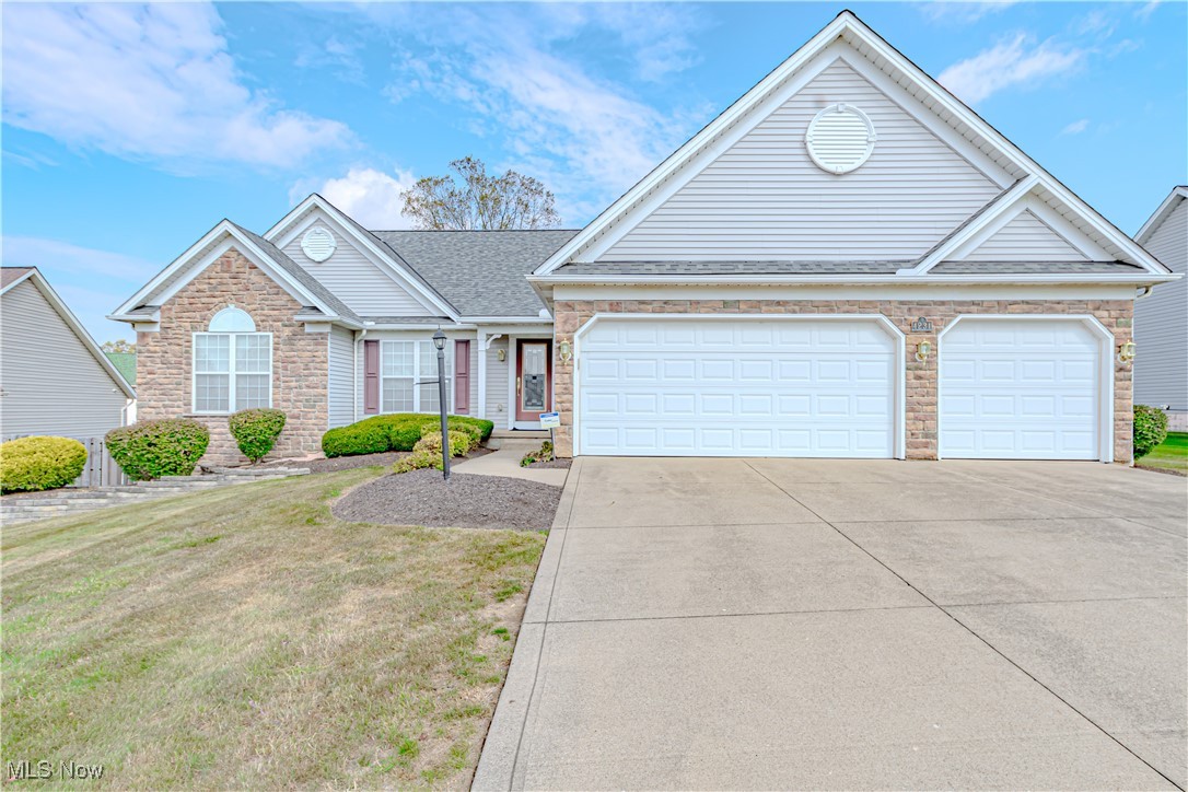 Welcome to this beautifully maintained home offering style, comfort, and updates throughout. Step inside to find soaring vaulted ceilings and gleaming wood floors that flow through the main living areas. The inviting living room features a corner fireplace, while the bright morning room and formal dining room provide perfect spaces for both everyday living and entertaining. The kitchen is a chef’s delight with stainless steel appliances, a wraparound breakfast bar, and plenty of workspace. The primary suite impresses with vaulted ceilings, abundant natural light, and a private bath complete with a soaking tub, separate shower, and double sinks. Two additional bedrooms on the main level provide flexibility for family or guests. The finished walkout basement offers even more living space, including a large rec room or additional suite, a fourth bedroom, full bath, and ample storage areas which can be used for an in-law suite. Recent updates include a newer air conditioning system, roof, and dishwasher for peace of mind. Additional highlights include a sprinkler system, wired for surround sound upstairs and down, and a spacious three-car garage. Call today for a showing.