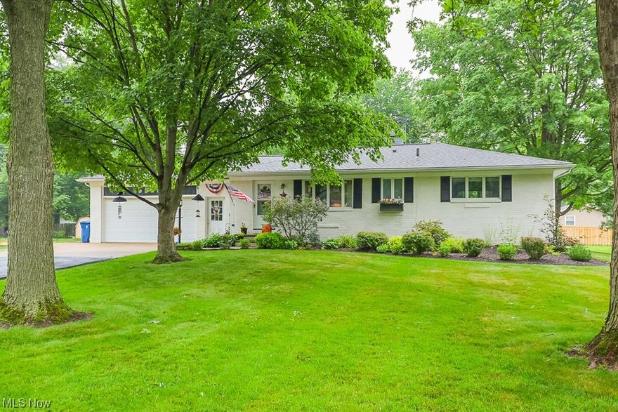 Don't miss this 3 bedroom, 2 FULL bath ranch in Macedonia. This beautiful home features a large family room with a wood burning fireplace, a spacious eat-in kitchen, and 3 nicely sized bedrooms. There is plenty of storage in this home with a full basement, 2 car heated attached garage, and 10 x 14  shed with electrical!  You'll enjoy this large back yard and beautiful landscaping from the enclosed patio and porch. Move right in and enjoy the various updated and superb upkeep and care that has been put into this home. New roof 2021, Kitchen counter tops refinished 2020, 1st floor bathroom new tub & shower 2023, Basement new linoleum 2017, Basement bathroom remodel 2016, Main electrical panel upgraded 1999, Garage electrical panel upgraded 2021, Garage floor replaced 2007, Garage heater replaced 2022.