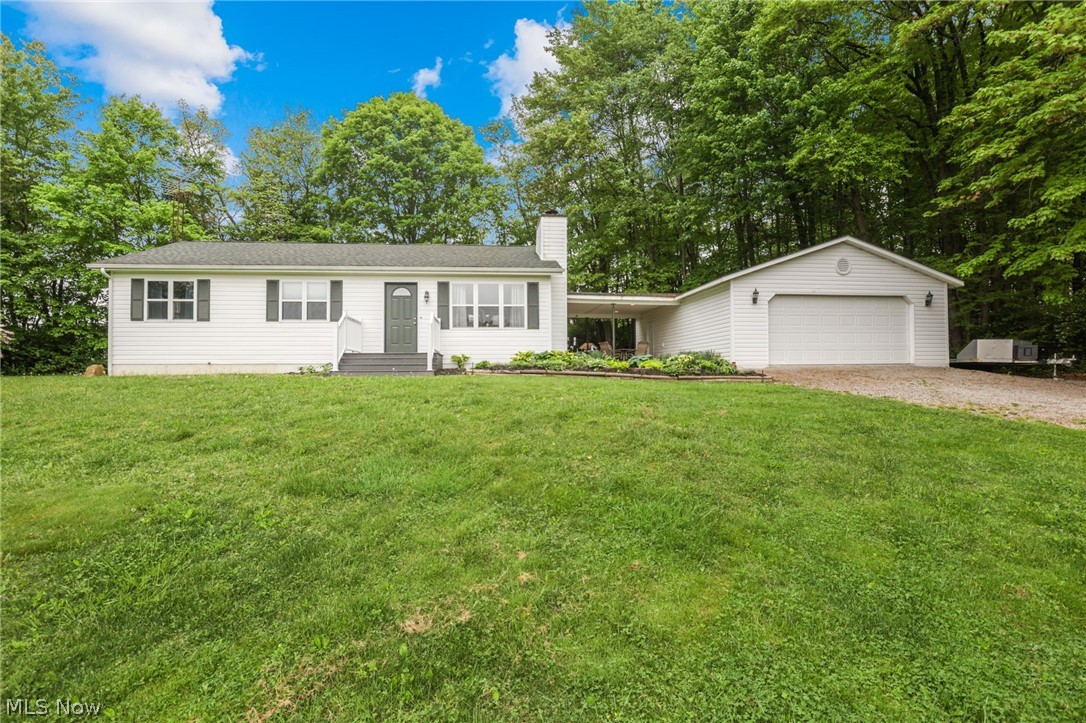 If you're looking for tranquility, then look no further! This well kept 3 bedroom, 2 full bath home has had the same owners since being
built! It sits on 1.59 acres on a quiet deadend rd. There is 410 extra sq. ft in lower level. The property is totally private, surrounded by trees and a farm field. The liv room has a wood burning fire place and is open to the kitchen, which has custom built oak cabinets and pergo floors. The main floor bath has a brand new tub/shower & LVP floors which was installed May 2024. Fridge is 2 years old, range is 3 and dishwasher was installed 12/23. Washer/dryer stay. In the L.L. you'll find the family room, 2nd full bath, storage and another great space for a family fun! The relaxing 16x16 coverd patio has recessed lighting and is a great place to watch the wildlife. There is also a firepit with beautiful stone work surrounding it. The over sized 2 car garage was built 10 years ago & has R9 factor insulation and the garage door opener is 1 yr old. The roof is 5 yrs old, well pump is 2 yrs old 3 horsepower, septic system was redone 10 yrs ago. Generac generator conveys with the property. There are 2 electric panels, one is 200 amp, one is 100 amp. There is also a barn on the property!! This is a beautiful and peaceful setting!