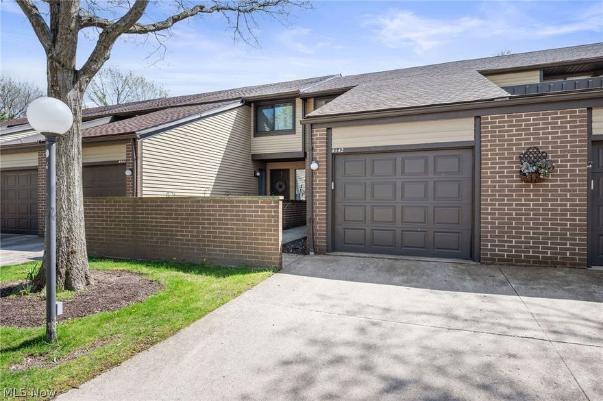 Spacious townhome located in the Richmond Place community in Richmond Heights, with a finished basement, attached garage, and private patio, plus access to the community pool, clubhouse, and tennis courts, and just steps from the Eastern Ledge Trail of the Cleveland Metroparks Euclid Creek Reservation. Conveniently located near OH-175, US-6, schools, shopping, restaurants, and other local attractions. This move-in ready home features 2 bedrooms, 2.5 baths, and more than 1,913 living sq ft including the finished lower level recreation room and full bath. An open concept living room and dining room are filled with light from sliding doors that lead to the front entry and back patio, and the kitchen includes all appliances. Generously sized bedrooms each offer walk-in closets. The lower level offers plenty of opportunity for additional living space, a home office, gym, recreation room, and more. RECENT UPDATES include: Roof replaced by HOA (2026), replaced water heater (2023), washer (2022), carpet in basement and guest bedroom (2026), refreshed cabinets and replaced flooring in 1st & 2nd level bathrooms (2026), replaced main sewer stack (2024), back sliding glass door (2022), partially replaced basement paneling (2025), painted basement walls (2026), replaced half bath faucet (2026), hydrojetted pipes (2025), installed a trash can drawer in kitchen (2025), refreshed landscaping in backyard garden (2024), and more. INCLUDED are ALL kitchen appliances (except microwave) and washer/dryer. The monthly HOA fee includes snow removal, trash removal, and roof and exterior maintenance, in addition to access to the recreational facilities.