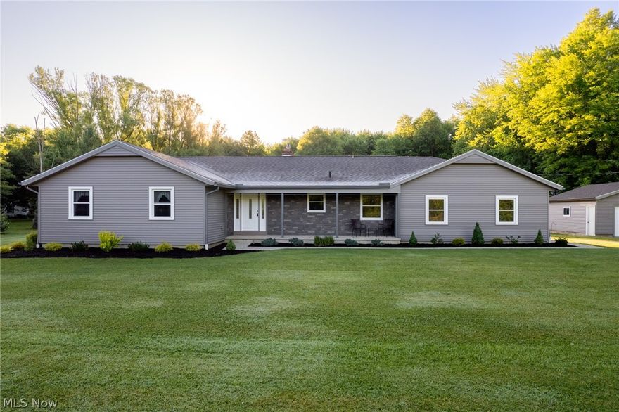 16825 Cowley Rd is a well-maintained ranch with 3 bedrooms, 2 full bathrooms and is nestled on a 5-acre lot in Grafton! Upon entering you are welcomed by a spacious living and a beautiful brick fireplace. Around the corner is the dining room with a glass slider that leads you to the backyard. The eat-in kitchen is equipped with quartz countertops and offers ample cabinet and counter space, ensuring plenty of room for all your storage needs. Down the hall, you will find the large primary bedroom with plenty of closet space and an ensuite bathroom. The main level also includes two additional bedrooms, a second full bathroom, and a convenient laundry area. The partially finished basement expands your living space, providing a great entertainment area with a wet bar and additional storage options. Outdoors, the concrete patio offers a perfect spot for relaxation or entertaining, with serene pond views. Schedule your showing today!