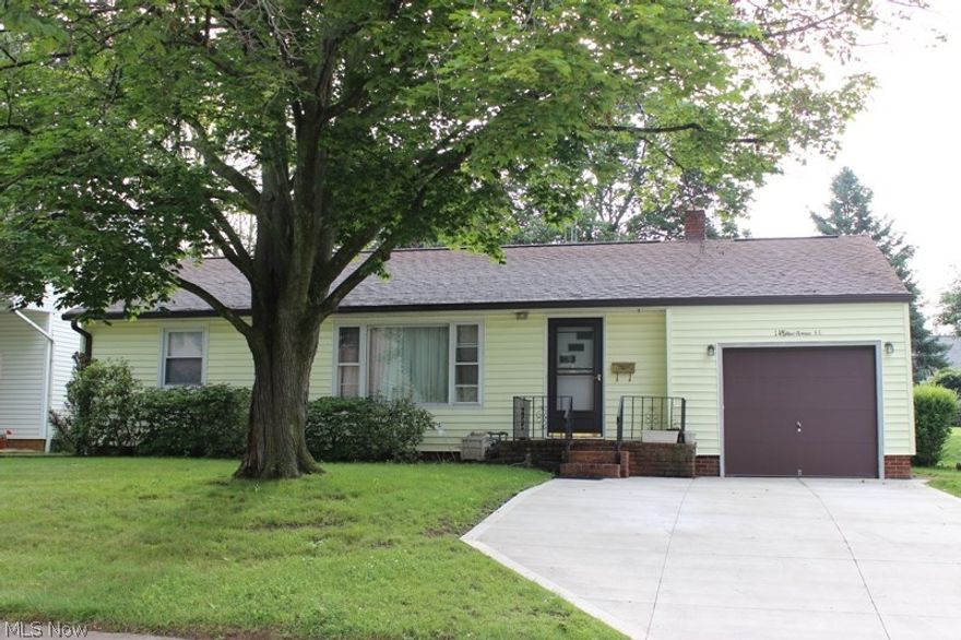 Location and price make this cute ranch home a deal that's hard to beat in North Canton! It's just a short walk or drive to where you need to be, and this is a wonderful home that you can make your own! The long-term owners have completed some recent updates which include a newer roof, replacement windows, kitchen remodel that includes self-cleaning double convection ovens, solid-surface countertops, cabinets and recessed lighting, newer hot water tank and security system. The rear family room has a  fireplace and walks out onto the big  concrete patio and a nice  flat backyard with built-in gas grill . Most rooms have ceiling fans, and the partially finished lower level has great potential with a 2nd full bathroom. Main bath has whirlpool tub. It needs cosmetic updates, the home has a lot to offer and has been priced to sell.