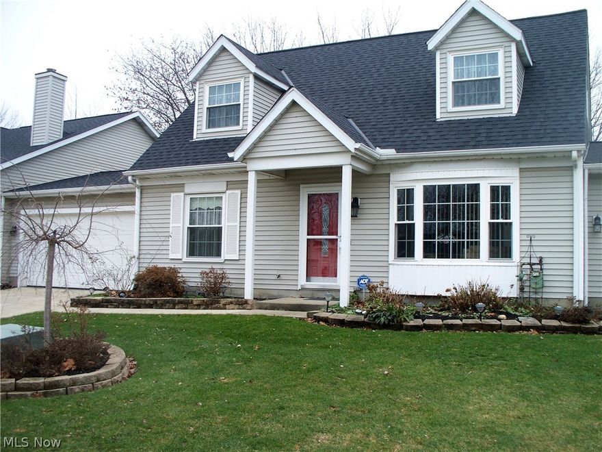 You'll love the location of this rare cape cod condo in Country Scene / Comfortable and cozy! / Step inside the welcoming great room with bay window which opens to the dining room featuring sliding doors with interior blinds to a patio / Kitchen offers stainless appliances, breakfast bar and large window over the sink with newer faucet / Wonderful first floor master suite with two large closets and private bath featuring newer vanity, lights, toilet / Upstairs are two spacious bedrooms, both with dormers adding extra charm, plenty of closet space and the second full bath / There is also a great storage closet off the landing / Newer light fixtures and ceiling fans throughout / Roof tearoff 2015 / Overhead garage door 2015 / Front door and storm door 2014 / Stainless steel kitchen appliances (microwave, range-oven, refrigerator, dishwasher) 2013 / All windows 2007 / All frieze carpet 2007 / Large backyard with arborvitae and flowering trees for privacy--even a place to relax in your ham