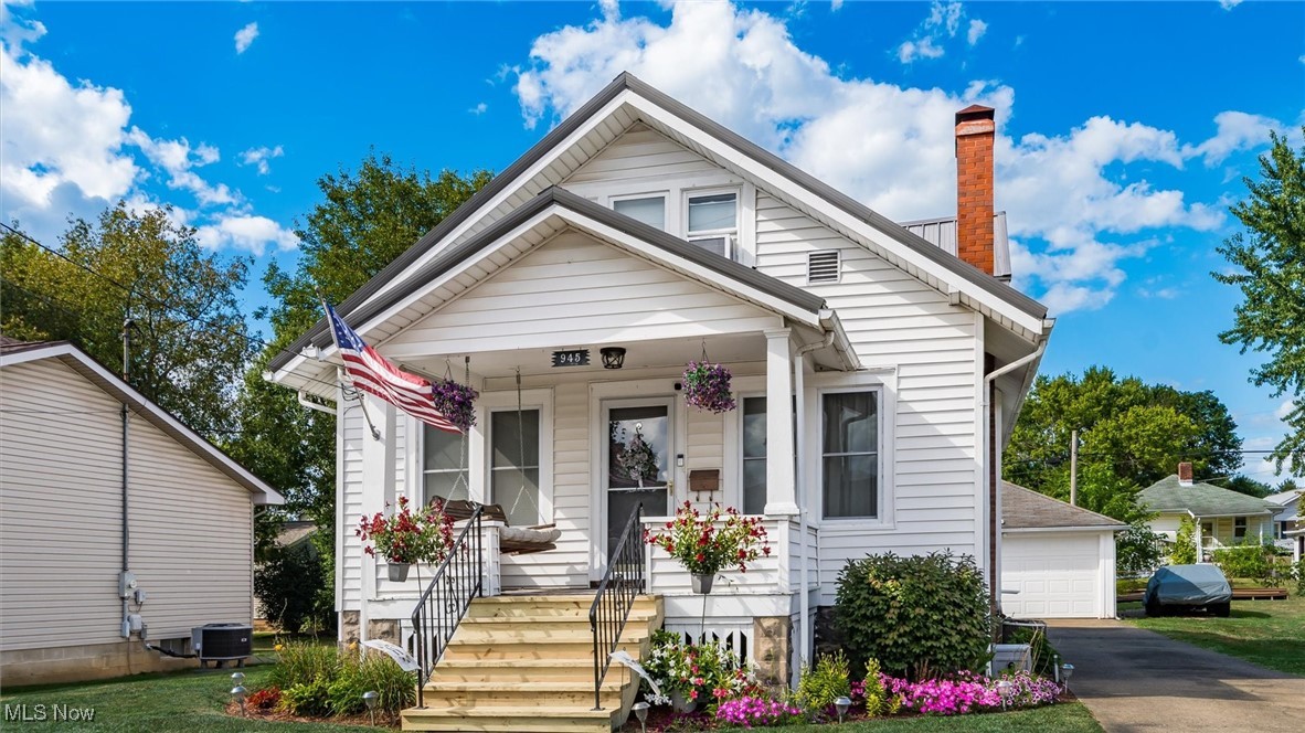 Welcome to this charming home that has so much to offer the new Owner. The covered front porch has new steps. The porch is very spacious and open. Entering the house you have a fireplace that the owner has only used as ornamental with a mantle for decorating. The living room is open to the nice sized dining room and kitchen. The kitchen has been updated with beautiful new white cabinets, granite counters, sink/faucet and stainless steel appliances. All of the kitchen appliances will convey with the sale. The updated bathroom includes a vanity with a tub/shower combination. The two bedrooms on the first floor complete the first level. There is updated flooring on this level of the home. The upper level is the bonus to this home, so many options. This very large space would be a fabulous primary bedroom or a great family room. There are several closets for storage. The laundry area is in the basement.The basement has interior and exterior entrances. The windows have been updated in the home.The backyard has a wonderful above ground salt water pool and is fenced in for your privacy. There is a 2 car detached garage. This home has a second parcel of ground. There is a ring camera at the front door. The Hot Tub and the shed do not convey with the sale of the home.
