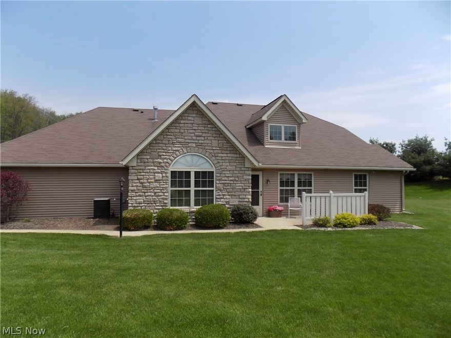 Welcome to Pebble Chase Condominiums. This desirable William Day built 2 bedroom, 2 bath, ranch condo in Massillon is ready for you. The condo is located on a cul-de-sac and offers semi private views from the patio. The living room has a vaulted ceiling with a dormer window to let in the natural light. The kitchen is open to the living room and dining room allowing for great entertaining possibilities. The kitchen appliances remain too. The master suite offers a vaulted ceiling with ceiling fan, walk in closet and full bath. The rest of the floor plan features a spacious second bedroom, additional full bath room and first floor laundry. The oversized 2 car garage has plenty of space for additional storage or shelving. The association fee covers water service, trash removal, landscaping and snow removal. The association reserves are fully funding. What a great place to call home. Call for your private showing today!!