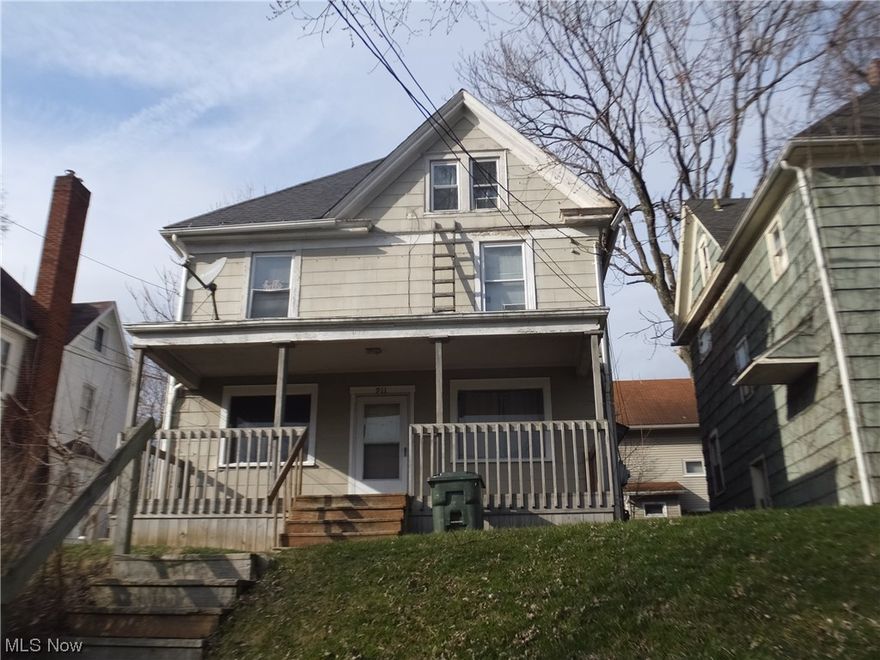 Large duplex, downstairs with 2 bedrooms, living rm, dining rm, full basement and grand front porch. Upstairs with 2 bedrooms, (3rd floor with cathedral ceiling), living rm, and kitchen. Separated gas, electric and water/sewer. Tenant's pay own utilities. Off street parking. Investment or live in one and lease another unit. Tenant on month-to-month 2nd floor. 1st floor is presently vacant, tenant just relocated.