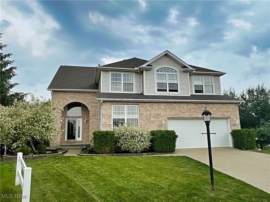 Stunning 4 bdrm, 3 bath, Lake Front Colonial nestled on a private cut de sac! Home is uniquely situated between two lakes. Lake views from each side of home. Open floor plan features formal living room and dining room. Eat-in kitchen w/ island. Deck off kitchen overlooks private green area and gorgeous lake view! Family room w/ vaulted ceilings and 3 sided fireplace. 1st floor laundry room and office as well. Full unfinished walkout basement. Plumbed for bath and has working gas fireplace. Opens up to small patio w/ fire pit. 2nd floor master suite w/ walk-in closet. Also 3 generous sized bedrooms. Free home warranty. A must see!