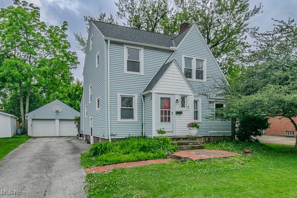 Well maintained colonial in a convenient South Euclid location with updates throughout! This 3, possibly 4 bedroom, 1 bath home features a new HVAC system, new hot water tank, and a newer roof and gutters (2021). Step inside to a spacious living room with a fireplace and built-ins, plus a bonus room ideal for a home office, playroom, or study. The dining room offers space for gatherings and opens to a deck, perfect for enjoying outdoor meals. The eat-in kitchen comes fully applianced and includes a convenient mudroom entry from the fully fenced backyard with a paver patio and room for a garden or playset. Upstairs, you’ll find three bedrooms and a full bath, with the third floor currently used for storage but easily converted into a fourth bedroom. Additional highlights include a two car detached garage, updated electrical, vinyl windows, and a waterproofed basement. Located near shopping, parks, and schools, this one’s worth a look!