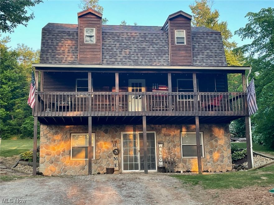 Check out this home that sits back off the road and is surrounded by trees, giving you lots of privacy. It is the perfect getaway close to Salt Fork Lake where you can enjoy fishing or boating, or you can live here year-round. This home has 3 levels of living spaces which includes 2-3 bedrooms, 2 full bathrooms, an open living room, dining, kitchen, and a full basement. The third floor has all the bedrooms and a full bathroom. Two of the bedrooms are oversized with large closets and high ceilings. The 3rd bedroom is smaller but easily fits a twin bed or is perfect for a home office. The main floor boosts an open floor plan consisting of a beautiful kitchen with lots of cabinets, dining room, living room and full bathroom. If you need more space, then you could finish the 768 SQ FT in the walkout basement.  The basement houses the utility items and laundry. This home is perfect for entertaining family and friends as you have a large covered front porch, a large deck on the rear of the h