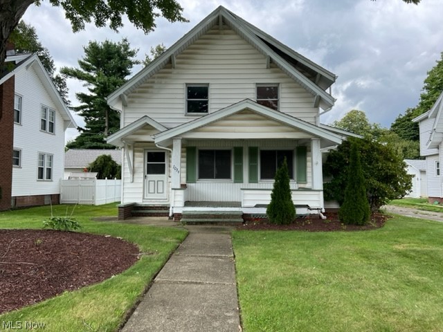 This 2 story home is a rare find in Massillon located in a charming neighborhood with approximately 1628 sq ft. Gorgeous natural woodwork on the first floor, a fireplace in the living room and spacious rooms. 2 car detached garage, covered front porch, shared driveway and a lovely lot. Huge potential. This home is priced as is for the person that has the vision and wherewithal to turn this house into a home. Being sold as is.