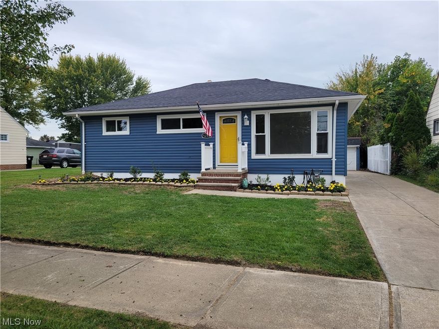 Completely remodeled 3 bedroom Ranch.  Impressive List of improvements.  Brand New vinyl siding, windows, roof, exterior doors, storm door, garage door, and lighting. Once inside the home the kitchen features new cabinets with granite countertops, stainless steel appliances, and a ceramic floor.  The living room and 3 bedrooms have refinished hardwood floors.  The bathroom has a beautiful ceramic floor and shower. The basement has a large finished Rec room with a full bath and possible 4th bedroom or office. Just minutes from I-480 and I-71