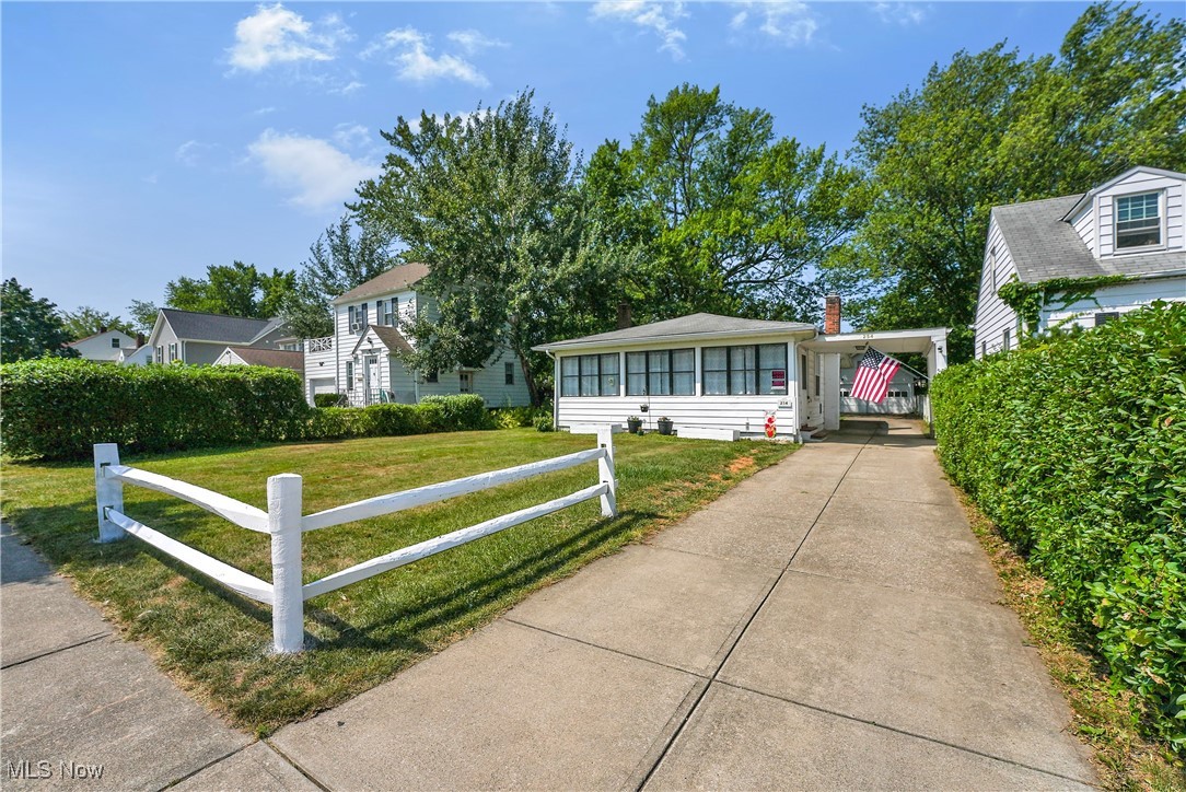 Cute 2 Bedroom Ranch in Euclid ready for its new owners! Home is clean and ready to be moved into. Full basemennt, 2 car detached garage and nice sized fenced in backyard. Newer furnace and AC, new electrical panel, freshly painted throughout, new flooring, full bathroom renovation, new fixtures, updated plumbing, built ins in the dining area and bedroom, gas fireplace in the living room. 650 square feet plus another 200 with the enclosed front porch. Point of Sale compliant.