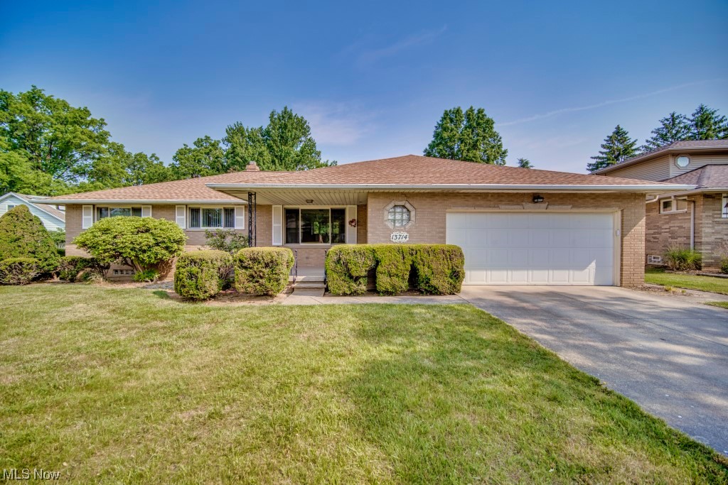 Welcome to this 3-bedroom, 2.5 bath ALL BRICK ranch style home with a full basement, attached 2-car garage, and privacy fenced-in backyard located in a very nice area of Middleburg Heights close to the Metro Parks, shopping, 71 and 480. The front door opens to the foyer to the bright living room with carpeting and a large picture window. Beyond the living room is the formal dining space with a unique chandelier. The large eat-in kitchen features abundant countertop space, ample cabinet space, all appliances stay, wood-finished laminate flooring, a unique light fixture, and a shelved pantry for additional storage. Off the kitchen is the family room with a wood-burning fireplace. The master bedroom includes plenty of closet space, and a master bath with tile floor and a walk-in shower. There is an additional full bathroom with a tub and a half bath. Two more bedrooms with additional ample closet space, with hardwood floors. Take the entertaining downstairs to the ½ finished basement wi