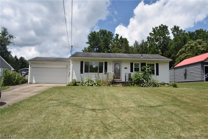 Ranch home with 2 bedrooms and 1 full bath. Kitchen opens to a large dining room and family room with a fireplace. 2 car attached garage, large back deck, and cement slab in back yard perfect for home basketball court. Property sold as is. No guarantees. No warranties. Must be pre-approved or show proof of funds.