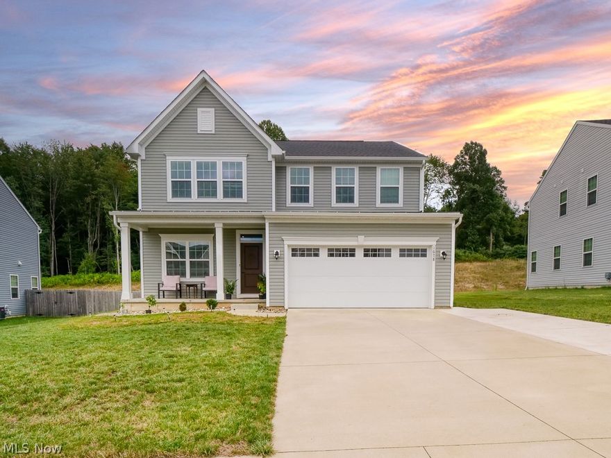 Your Peaceful Family Retreat in Streetsboro! Tucked away on a premium wooded lot in one of Streetsboro’s most sought-after neighborhoods, this newer 2022-built home blends modern comfort with peaceful, family-friendly living. Step inside and you'll immediately notice the versatile bonus room near the entry—perfect as a playroom, home office, or cozy reading nook. From there, the open-concept layout unfolds into a spacious living room and stunning kitchen that’s made for gathering. Whether you're entertaining friends or helping with homework while dinner simmers, this space keeps everyone connected. The kitchen features an oversized breakfast bar, gleaming granite countertops, stainless steel appliances, and generous cabinet space. There's even an eat-in dining area that looks out to the serene backyard—a perfect setting for pancakes on a Sunday morning or dinner after soccer practice. Just beyond the main living space, you’ll find additional storage, a conveniently located half bath, and access to your backyard oasis. The massive stamped concrete patio backs to peaceful woods—ideal for morning coffee, late-night conversations under the stars, or simply watching the kids explore nature right from your own backyard. Upstairs, the layout is designed with family in mind: four spacious bedrooms including a generous primary suite with a private bath, double sinks, and a huge walk-in closet. Three additional bedrooms offer plenty of room to grow, and the second-floor laundry makes everyday life just a little easier. The full basement is already plumbed for a bathroom and offers a blank canvas—ready for a rec room, media space, or guest suite down the road. If you're looking for a move-in-ready home that checks all the boxes—space, updates, layout, and location—