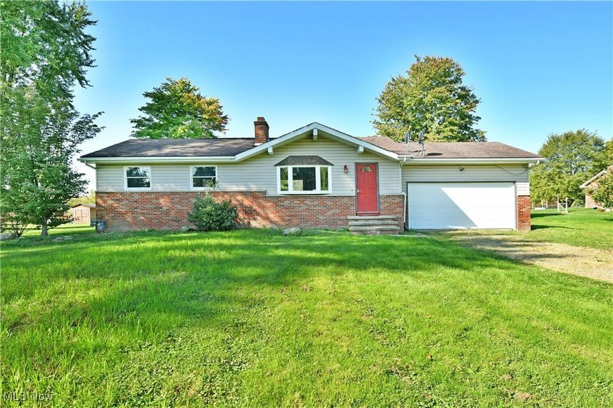 Embrace the rural lifestyle as you immerse yourself in the scenic landscape that encompasses this fantastic Cortland home! Get out of the hustle and bustle and find your slice of heaven within the expansive lot, stretching out to find views you’ll have to see to believe. Set far off the road, this desirable three-bedroom ranch layout has been tastefully updated for you to personalize with modern farmhouse styling or whatever suits your comforts best. Inside, a gracious living room is awash in sunshine, warming over the carpeted floors below and nearby fireplace with its painted brick mantle. Ceilings rise upwards to find the adjacent dining room and its immediate rear patio access for warm weather relaxation. A sizeable kitchen looks on with its engaging hardwood styled flooring, stone-look countertops, marbled backsplash and stainless appliances. A tray ceiling adds an additional touch. Down the main hallway, a prominent full bath displays a lovely vanity and updated shower. The master bedroom enjoys private access as a great bonus. Each of the three rooms features plush carpets and plenty of closet space. Down below, a full basement yields a surprising amount of storage space along with laundry services. New septic, new furnace & new/updated electrical. ALL new appliances and they stay! New back sliding door.