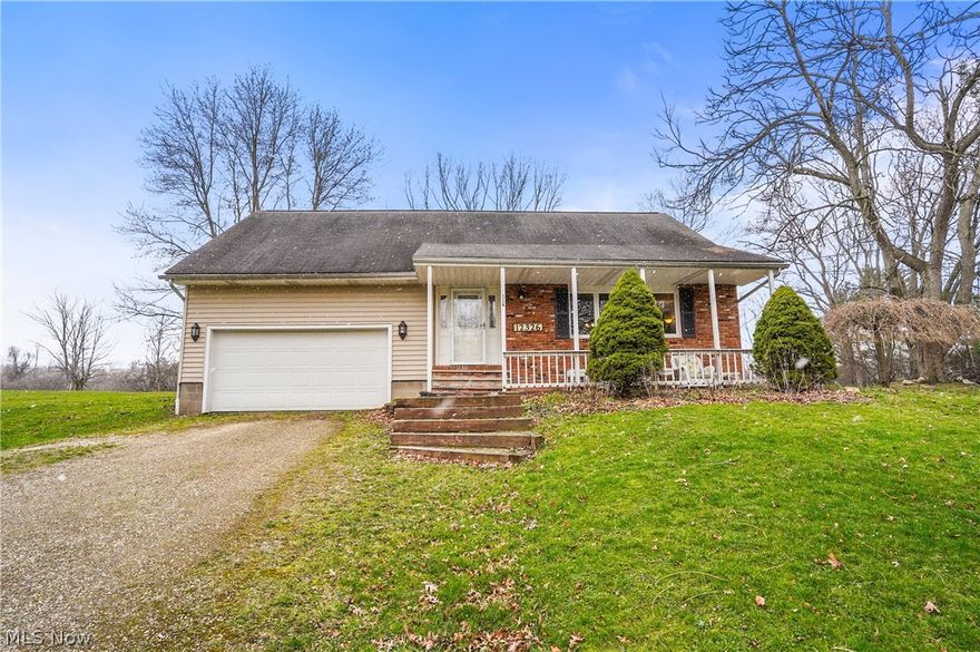 Amazing home in Concord Twp with new septic, well pumps and more! 1 Acre surrounds this home with inviting Front Porch and back Deck overlooking a private view with wildlife and Metro Parks. First Floor Primary Bedroom with Double Closets, Hall with great storage options and First Floor Full Bathroom. Updated LVT flooring greets you as you enter, flows through the Spacious Living Room with large Picture window, Dining Room, Kitchen and Family Room.  Kitchen with all appliances connects to bonus room with beamed ceiling and Brick Gas Fireplace offers so many options for use. Use as a Family Room or even a Sitting Room with Breakfast nook. Upstairs boasts two large bedrooms with great closet spaces and attic access with an additional Full Bathroom. Full Basement and extra crawl space allows for tons of storage and opportunity to add additional living space if desired plus laundry with sink and sump pump. Attached garage with updated garage door and opener has a high ceiling and places to add even more storage. So much has been done in the last few years - Septic, well components, gas line run from the street making the home ready to convert to gas if desired, flooring, PVC plumbing to both bathrooms, french drain, culvert pipe and more! The freshened neutral decor throughout and bright natural light lets you know you are home.  Riverside school district