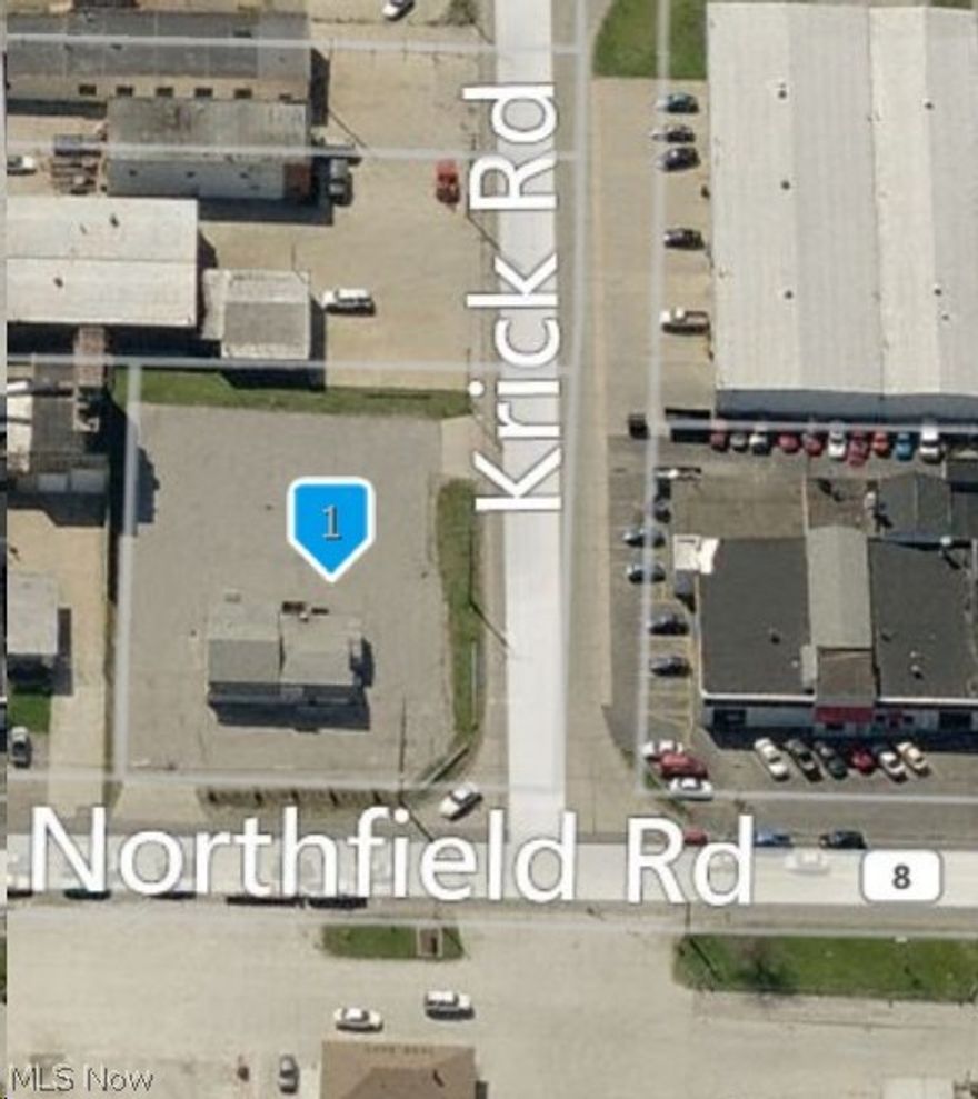 AUCTION! Monday September 15, 2014 at 5PM - (preview 4 PM)  
First Floor Approx. 1250 S.F. most recently used as a restaurant.  Current equipment and furniture included in real estate sale. Second floor is approx. 964 S.F. apartment. Total parking over 35 spaces on .54 acres.  Excellent location on Northwest corner of Northfield and Krick Road with exceptional frontage on each corner.   Close to new Northfield Racino.   Current Annual Taxes:  $3667 TERMS:  Preview property 1 hour before auction/or call any real estate agent to arrange private showing.  ID required for registration.  10% of the high bid will be required as a deposit on auction day payable to "Akron Title" (personal check is accepted)   Sale by order of US Bankruptcy Court, Atty. Harold Corzin, Trustee.  Case Number 13-52709