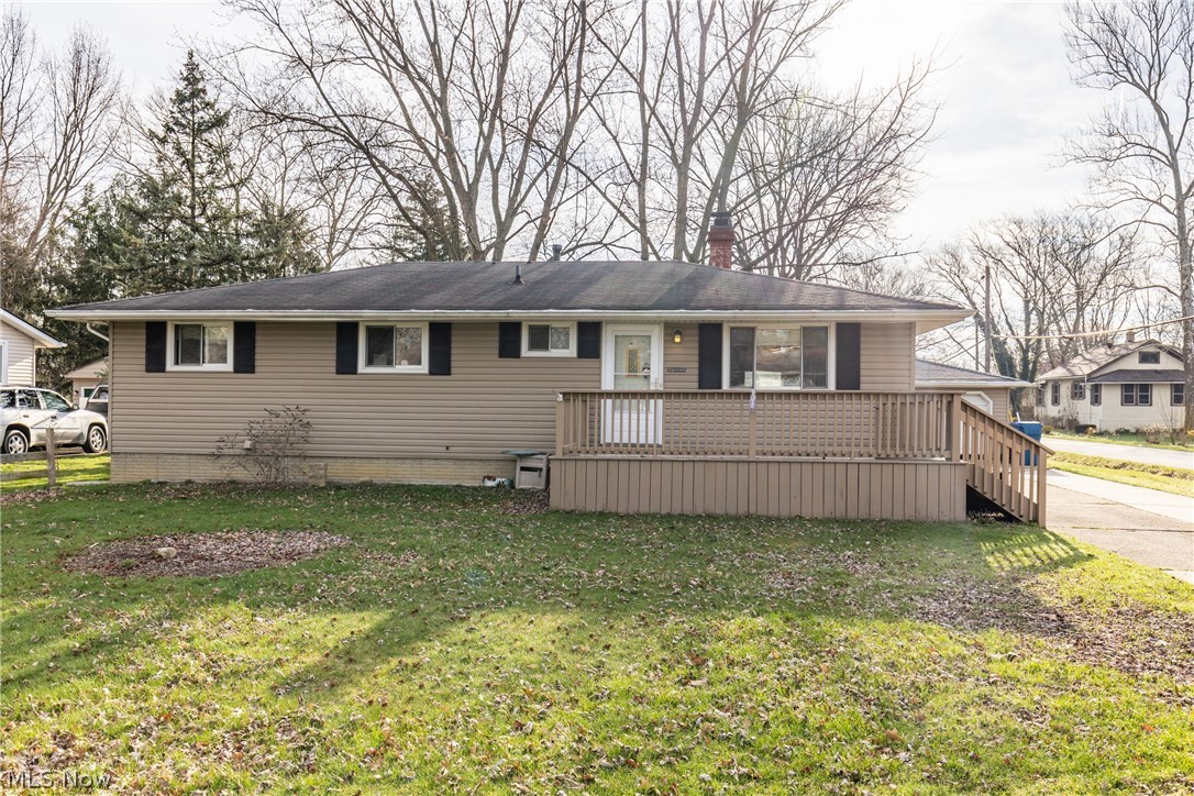 Welcome to this 4 bedroom 2 bath ranch with fully fenced backyard! Enter the front door and you are greeted by a large family room that is open to the eat-in kitchen. The kitchen boasts tile floors, ample cabinet and counter space, and has a view of the backyard. The 4 bedrooms have wood floors and share a full bath. The full basement has great storage space, potential for additional living space and a second full bath. Relax on the front porch with a cup of coffee or head to the back yard and enjoy the warm summer nights on your patio overlooking the backyard with full wood, privacy fence. The two car garage makes the winters a bit more tolerable, no more scraping snow in the mornings! Schedule your showing today! Property being sold as is.
