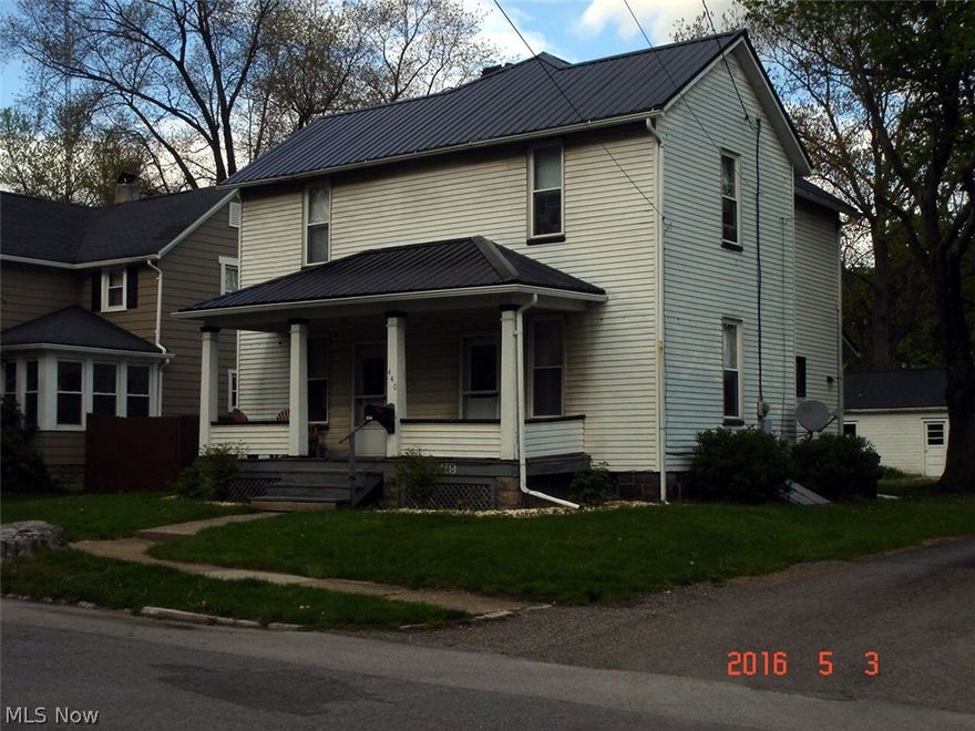 Spacious corner lot.  Sit on your front porch and enjoy the summer breeze! Large back yard for that family BBQ or just good old family fun. One car detached garage with electric. Four bedrooms, one and a half baths, living room, dining room and office area. New steel roof installed in 2015. Newer windows and 100amp service.