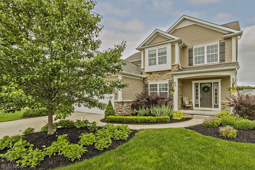 A gorgeous and distinctive home in Newell Creek! You will love all the upgrades added to this home that set it apart from the others. The interior is gorgeously decorated and landscaped to show like a model. Walking through the front door, you’re greeted by a two story entry with Cherry hardwood floors leading you to a lovely great room with stone fireplace. The great room opens up through an archway to a beautiful gourmet kitchen showcasing a center island with pendant lighting, cherry stained cabinets, granite counters, and stainless steel appliances. An upgraded dinette area features a light filled breakfast nook with sliders that lead to the stamped concrete patio. The first floor also features a formal dining room and convenient main floor laundry room. The second floor master suite offers a tray ceiling, walk-in closet with built-ins, and a sitting area that could be used for an office or additional closet space. The master bathroom features his/her sinks, corner Jacuzzi tub and