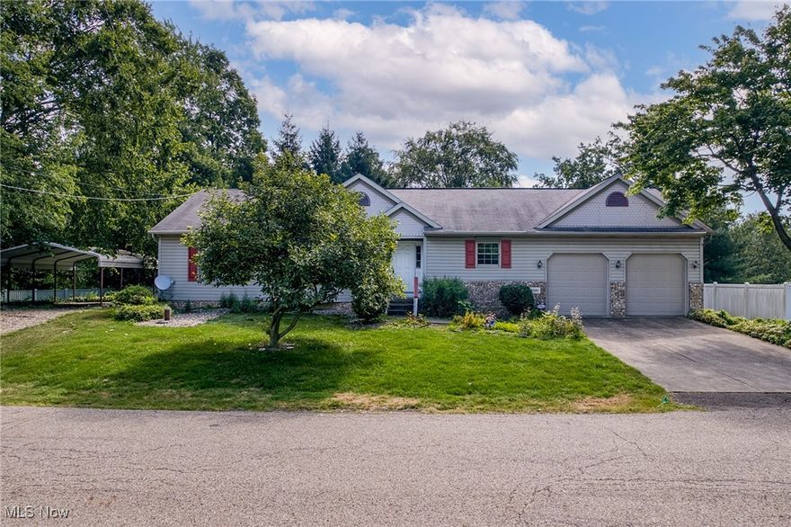 Beautifully Maintained Ranch in Prime North Canton Location! Built in 1995, this vinyl-sided ranch offers the perfect blend of comfort, functionality, and convenience. The welcoming front porch and attached 2-car garage set the stage, while a large carport with concrete pad and separate driveway provides ideal storage for boats, campers, or extra vehicles.  Step inside to a bright and inviting living room featuring a gas fireplace, vaulted ceiling with skylights, and an open dining area with patio doors leading to a sunroom and backyard. The updated kitchen boasts oak cabinetry, granite countertops, a stylish glass backsplash, stainless steel appliances, and a pass-through opening to the living area for easy entertaining. A spacious laundry room is conveniently located off the kitchen with direct access to the garage. The office with French doors (complete with a closet) could easily serve as a third bedroom. The main full bath offers a walk-in shower, while the primary suite features its own private bath with double sinks.  The huge finished basement adds incredible living space with built-in cabinets, a sink, and a half bath—plus a large unfinished area offering plenty of storage.  Home being sold AS IS. Situated in sought-after North Canton, just minutes from shopping, highways, and restaurants, this home combines style, space, and location for the ultimate in easy living.  Schedule your showing today!