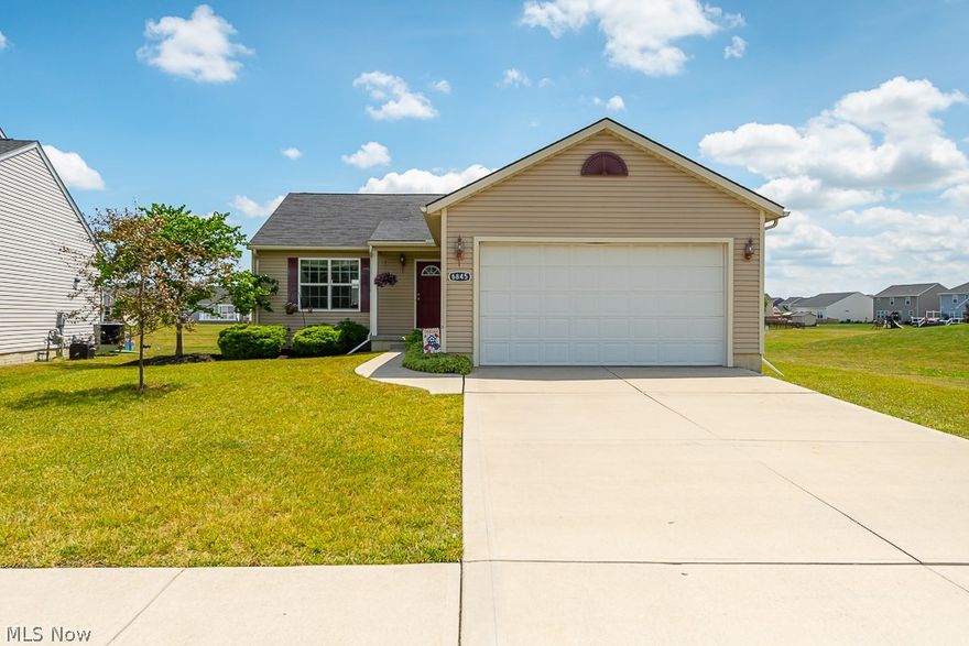 Welcome to the desirable Meadow Lakes Community of North Ridgeville! This well maintained, move-in ready Ranch home boast 3 bedrooms, 3 full baths, with finished basement. The home features  open concept living with high vaulted ceilings with lots of natural sunlight. The eat-in kitchen has a large peninsula with additional eating space. Off the kitchen are sliders that lead to the backyard perfect for entertaining, with a full privacy fence. Large green space makes this lot feel so spacious.  The primary bedroom features dual closets and an en suite bathroom. The additional 2 bedrooms are generously sized with ample closet space. The laundry room is conveniently located on the 1st floor. The finished basement offers additional living space with large recreation room and possible theater room, office, fourth bedroom and FULL bathroom.  Loads of extra storage space still remain. Don't miss the opportunity to call this home! Schedule your private showing today!