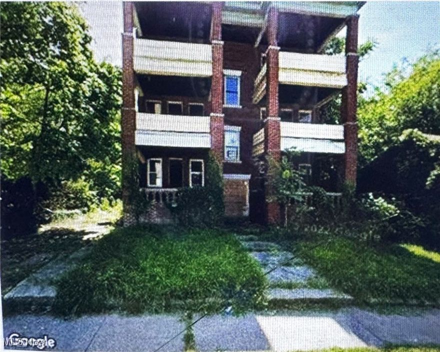 Attention all investors!! Bring this building back to its full potential! Six units total, each unit approx. 1200 sq foot with 2
3 bedrooms each. Building is a gutted and a shell inside and needs a complete renovation/rehab, but what a gem it
 can/will be when finished!! Nice, solid exterior! Per recent conversations with city, East Cleveland is NOT requiring escrow
 hold on this! POS available and is attached in supplements - pretty much what would be expected in a rehab. Again, NO
 ESCROW HOLD!! This is an "as is, where is" purchase and buyer to confirm all details and information herein. Buyer is
 responsible for own due diligence. Convenient location to local amenities and public transportation. Cash or hard money.
 Diamond in the rough just waiting for a rehab! SELLER IS MOTIVATED TO SELL!! BRING OFFERS! Can be a nice, solid
 building with nice monthly rental amounts! Interior video available - contact list agent