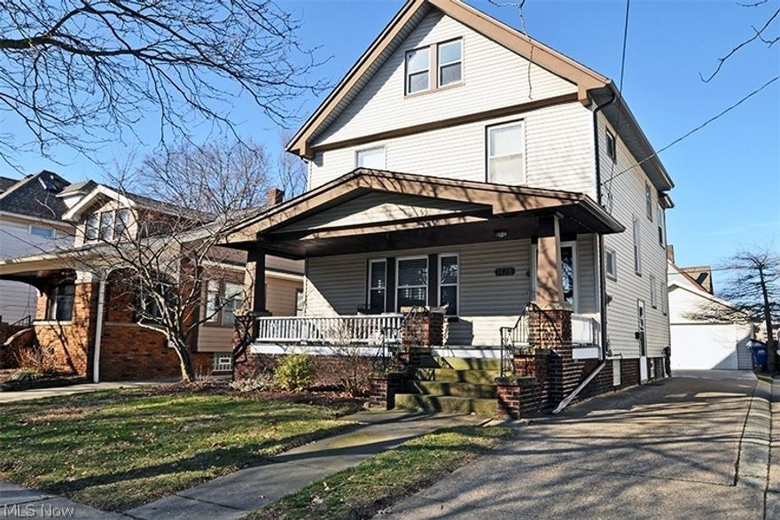 Great opportunity with this charming updated 2 bedroom Colonial style home situated in Western Lakewood! This home is a “pleasure to show” from the moment you walk on your relaxing front porch and through the front door! The gorgeous and spacious Living Room has refinished hardwood floors that look amazing! Abundant natural lighting throughout with many windows. Indoor entertaining will be a delight with the formal Dining Room with ornate ceiling and sliding doors to your backyard stamped concrete patio area! The Eat-in Kitchen is 16x12 with ceramic tile flooring and plenty of refinished oak cabinets and hardware (2014) and counter space. Kitchen appliances stay. The second floor offers a Master Bedroom with 11x5 Walk-in Closet! The other two bedrooms are generous size with carpeting and ceiling fans. The Full Bathroom looks great with ceramic title flooring. Third floor is unfinished attic area ideal for additional storage needs. The basement will provides a 17x14 foot Finished Recrea