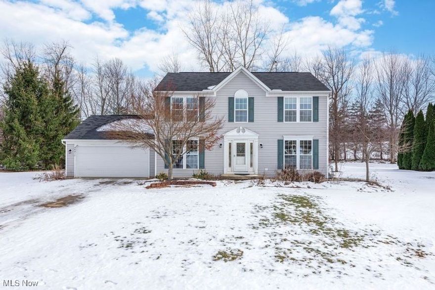 Wonderful Colonial home in the desired Camelot Estates neighborhood will impress.  Located on a private, cul-de-sac street... the home backs up to a nursery.  Open floor plan compliments today's living.  1st floor office.  Spacious, eat in kitchen with pantry opens to warm family room with fireplace.  Formal dining room.  Primary bedroom offers walk in closet and private bathroom.  Abundant windows provides great natural light throughout the home.  All bedrooms offer good size closets.  Full basement with egress window and plumbing for bathroom includes laundry area and loads of storage... could easily be finished.  Patio offers the perfect place to enjoy the outdoors overlooking a tree line separating the property from the neighboring nursery... nice privacy.  Neighborhood offers community pool and recreation.  Close to shopping, schools, restaurants and park with easy access to highway.  Call agent today.