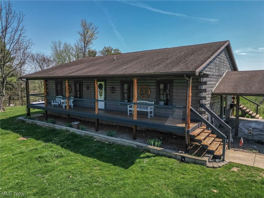 Welcome home! This beautiful log home built in 2006 offering close to 9 acres with three bedrooms, two full baths and the opportunity for more, is sure to meet the needs of many buyers! You will love the open concept living room to dining room and kitchen, high ceilings, beautiful woodwork, gorgeous ceiling fan and light fixtures, new high-end appliances, huge pantry, new countertops and easy access to either the front or back porch for lounging! Yes, TWO beautiful, good-sized porches on either side of the home! The main level offers two bedrooms and two full baths, and the lower offers one bedroom with the opportunity for more. This cozy, country charmer is truly an entertainer's delight with a game/bar room downstairs, above ground pool and outdoor seating areas by the breezeway or the cozy firepit! Included is a chicken "condo" and beautiful fruit-bearing trees.  The land is home to lots of wildlife as well! Some of the property has been cleared off for an additional space for RV/tiny home set up.  Schedule your showing today!