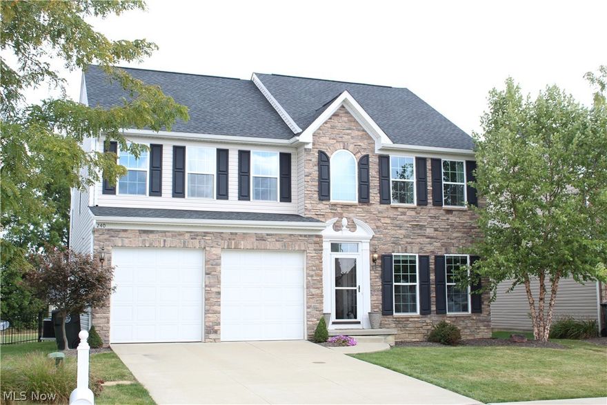 Welcome home to this beautiful stone colonial located in Highland School District. Imagine preparing your favorite meals in the fabulous update Kitchen featuring large island, breakfast bar, plenty of storage and stainless steel appliances.  The Two-story great room showcases a large wall of windows offering plenty of sunlight and a beautiful floor to ceiling stone fireplace. First floor also features office with French doors. Relax in your spacious owner’s suite which features a double vanity, jet tub, shower and large walk-in closet. Two additional bedrooms and full bath finish off the second floor. Fabulous finished lower level includes a recreation room and an extra room perfect for a possible fourth bedroom or fitness room. Convenient first floor laundry room. Enjoy entertaining on the paver patio overlooking green space and tree lined view. The wrought iron fenced yard is perfect for containing pets. Home features interior and exterior surround sound system, Lutron shades and Lut