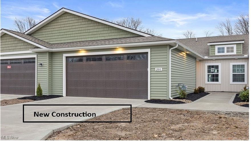 Welcome to the Windsor Model at 208—a brand-new ranch home with no steps and the best value in new construction in Northeast Ohio! Located in the well-established Windsor Place community, this home is just minutes from everyday conveniences, Valley of the Eagles and Cherry Ridge Golf Courses, local parks, and only 20 minutes from Crocker Park. This thoughtfully designed home features an efficient, homeowner-approved layout with recent enhancements to maximize functionality and comfort. The open-concept great room boasts vaulted ceilings, creating a bright and inviting space for everyday living and entertaining. The kitchen offers a spacious breakfast bar, pantry, recessed lighting, and stainless steel appliances—all included. A generously sized laundry room includes a utility tub and an oversized closet, perfect for small appliances, seasonal storage, or pantry overflow. The owner’s suite features a private full bath with a linen closet, a nicely sized vanity, and a one-piece vinyl shower designed for easy entry and low maintenance. You'll rave over the size of the walk in closet!  A comfortable guest bedroom includes a double closet, and the full guest bath also offers a convenient linen closet.Enjoy truly low-maintenance living with a monthly fee that covers lawn care and snow removal. The garage is oversized compared to other builder's standards at 21x23 leaving you space for vehicles and storage etc.  Additional homesites are available, including quicker move-in options, end units, and homes with porches or basements. Photos are for demonstrative purposes only and may not reflect the actual finishes present in specific listings. Verify finishes on site.