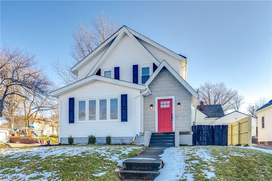 Welcome to this stunningly renovated 3-bedroom, 1.5-bath home, where classic charm meets modern luxury! This home has been updated from top to bottom, offering both incredible style and peace of mind with a brand-new furnace, central AC, new siding, and new windows throughout. Upon entry, you are greeted by a welcoming foyer that leads into a spacious family room featuring a custom shiplap accent wall. Just off the family room, you’ll find a beautiful sunroom, perfect for relaxing with your morning coffee. The open-concept layout flows seamlessly into the dining room, which boasts a large picture window for plenty of natural light and additional built-in storage. The heart of the home is the brand-new kitchen, fully equipped with granite countertops and sleek stainless steel appliances. For added convenience, a newly added half bath is located on the main level. Upstairs, the three bedrooms offer a unique and "cool" mix of original woodwork and modern updates. The full bathroom has been completely transformed with a custom tiled shower surround, a new vanity, and ample storage. Situated on a corner lot with a one-car garage, this home is a perfect blend of character and contemporary upgrades. It truly must be seen to be appreciated! Schedule your showing today!