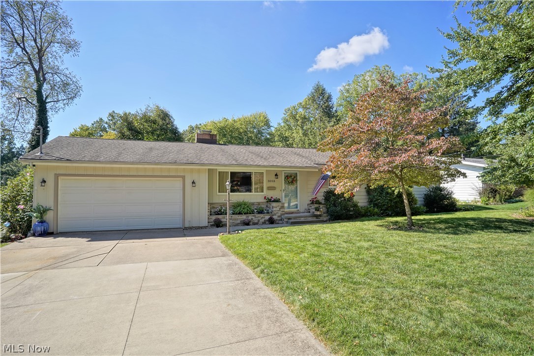 Immaculate and well maintained ranch in Silver Lake Village. Open floor plan with a triple sided wood burning fireplace. First floor living at it's finest! The living room is open to the dining area, kitchen and family room, which is perfect for entertaining. Huge, updated kitchen with lots of cabinets, drawers and pull out drawer pantry. There are 2 doors to access the back patio (from the family room and kitchen). There is a half bath between the kitchen and primary bedroom. The 4th bedroom was converted to a first floor laundry room (washer and dryer convey). Nice, unfinished basement has been waterproofed by Ohio State Waterproofing. Recent updates include: Furnace (Jan, 2021), Hot water tank (June, 2021). Home warranty provided for peace of mind.