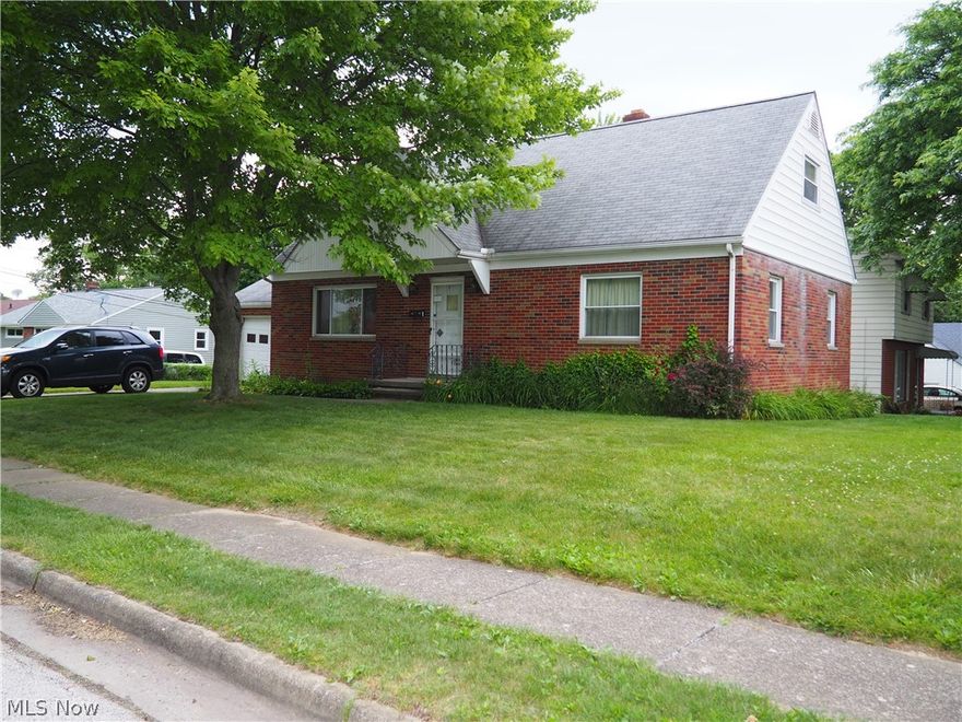 Lot: 130 x 50.  Everlasting brick.  Spacious 3 bedroom 1 1/2 bath home  on large corner lot. Lots of storage. Second floor bedroom with half bath and hard wood floors. Hard wood floors under carpet on first floor..  Replacement windows in most rooms. 
More pictures to follow.