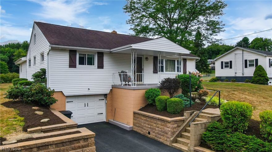 Welcome to this charming 3-bedroom, 2-bath home that offers a perfect blend of comfort and style. The primary bedroom features beautiful laminate and hardwood flooring, a spacious walk-in closet, and an en-suite bath with a Jack and Jill sink. Step out onto the deck directly from the primary bath, where you'll find an inviting above-ground pool, ideal for entertaining. The large eat-in kitchen, complete with oak cabinets and updated flooring, boasts stainless steel appliances and flows seamlessly into a versatile sunroom, perfect as a formal dining area. Enjoy the timeless elegance. Additional features include a walk-up attic with massive storage space, vinyl windows installed within the last seven years, and hardwood flooring under the carpet in the first bedroom. Ceiling fans are installed throughout, and the home is equipped with a whole-house fan and a 200 AMP electric panel. The beautifully landscaped .35-acre lot includes a storage shed, a newly built retaining wall, and a blacktop expanded driveway added in 2021. This home is move-in ready and waiting for you! New gas furnace and central air unit installed August 2024! Minerals do not transfer.