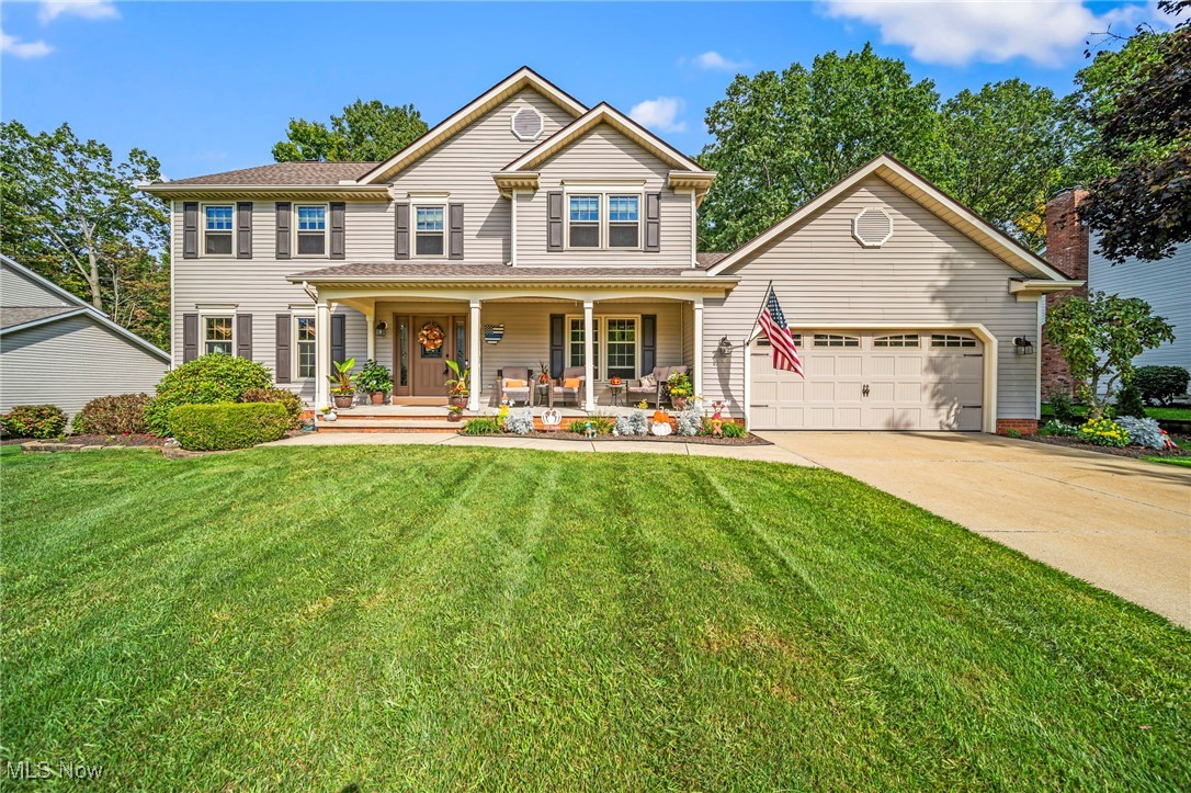 This home is just what you have been waiting for. Located on a quiet and beautiful cul-de-sac in the Carriage Hills subdivision of Concord Township (Mentor Schools), you'll fall in love with this home the minute you pull up to its finely manicured front yard! This 4 bed/3 bath colonial features so many updates you'll have nothing left to do but move your furniture in. Updates include a remodeled kitchen (2022), new stainless steel smart appliances (2023), attractive LVT flooring throughout the main floor, granite countertops in the kitchen and bathrooms, newer carpeting upstairs and tasteful light fixtures throughout. The master suite is generously sized and features a large walk-in closet. The master bathroom boasts dual vanities, a jetted tub and a separate custom tiled shower. The laundry room is located on the main level and includes newer washer and dryer (approximately 8 years old). The basement is the perfect blend of finished entertainment space and additional storage space. Outdoors will be your sanctuary during the warmer months with attractive Trex decking, an above ground pool, and large shed with electricity. Other updates include: Furnace/AC (2015), newer windows (2014), roof (2011), and new garage door (2012). The pride of ownership will be evident as you tour this home and imagine yourself here!