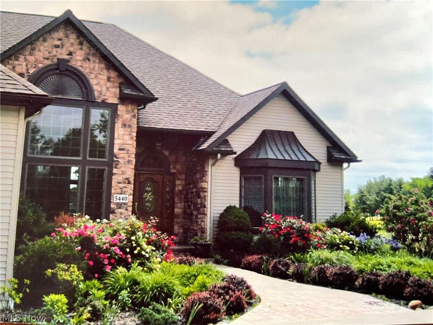 Fall in love with this custom built French style Ranch. Accented copper roof over the bay window. This Gem is situated on 1.5 acres. A half circle drive for convenience, also allows for additional parking. As you enter you will be greeted by an open concept floor plan, 3ft wide doorways; 13’ ceilings  give the space a grand feel. The dining area boasts a 14’ trayed ceiling which displays a stunning 50” x 30” Swarovski crystal chandelier.  loads of natural light filters through the many windows, including additional Transom windows. The French style continues into the oversized eat in kitchen, upgrades include granite countertops, a prep Island,  imported copper faucets. spacious Master bedroom and bath; updated, new carpeting, flooring and vanity in 2023, truly a dream space!  French doors open up into a bonus space. Perfect room to enjoy the sunrise as you have your morning coffee. Three sliding doors give access to a gorgeous outdoor oasis; stamped concrete patio adorns a 16 x16 gazebo w/electric, great for entertaining.  The staircase leads to the Large 18’ x 36’ inground heated Saltwater pool, four fountains, and underwater rotating color lighting. Automatic safety cover added,& pool components were replaced in 2019. A full basement plumbed for a third full bath.  An egress window was added for additional safety. An additional 24x30 heated outbuilding with a half bath, could be the perfect man cave or she shed! 
A must see, Schedule your appointment today!