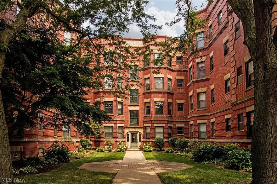 Recently upgraded courtyard unit at Eastman condo. Gutted and rebuilt in 1999 with all-new systems and interiors, this nearly 1,200 square foot condo features an open floorplan with 9' ceilings, hardwood and ceramic plank floors, recessed lighting, an updated kitchen with newer appliances, fully renovated bath with walk-in and rain head shower plus upgraded lighting fixtures and modern cabinet hardware. North, south and east exposures allow for plenty of light and ventilation. Big deck area off the kitchen at the back stairs has room for your outdoor furniture and grill. In-suite washer and dryer. Assigned, gated and lighted parking for one car included in the building lot; additional parking could be available for lease. Enormous storage locker. Pet-friendly building. Located in the Edgewater-Cudell neighborhood, offering proximity to shopping, restaurants, clubs and services.