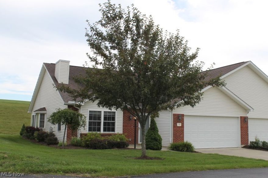 Condo living all on one level. Cathedral Ceiling/Great Room floor plan with 1604 s.f., 2 BRs, 2 full baths, ceramic tile in kitchen, baths and laundry. Gas Log FP. Bright sunroom/den with walkout to patio. Walk to clubhouse. 2 Car Garage. Current condo fees are just $171 per month, which covers your snow removal, lawn care, landscape and exterior maintenance. Immediate occupancy.