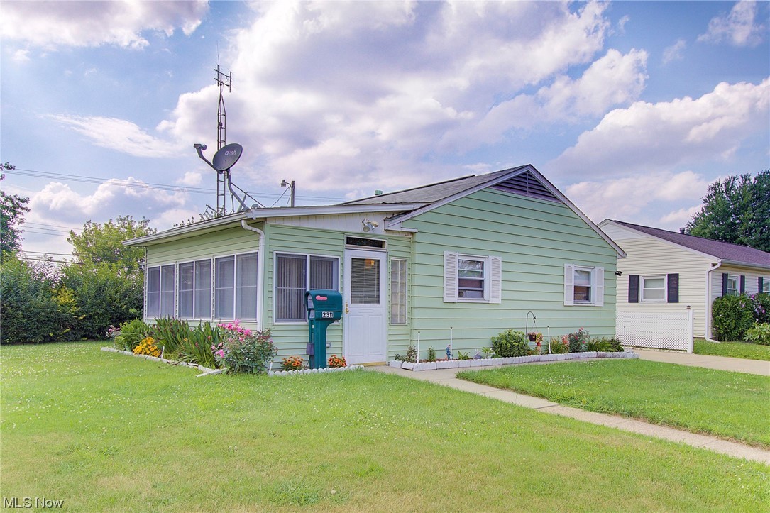 Welcome home to this well maintained & cared for cozy ranch. Perfect for you if you are downsizing or looking for your starter home. Prepare your daily meals in the nice size eat in kitchen with beautiful quartz counter tops with all kitchen appliances included. Easily do your laundry in the first floor laundry room right off the kitchen with the washer & drying also included. Enjoy relaxing in the comfortable living room & have your morning coffee on the enclosed patio. Utilize the updated walk in shower in the bathroom. Unwind after a long day in the fenced in backyard that has an above ground pool ready to be opened & used to host swim parties next summer. Floor air conditioner is included. All you need to do is move in, unpack & make this your home sweet home.