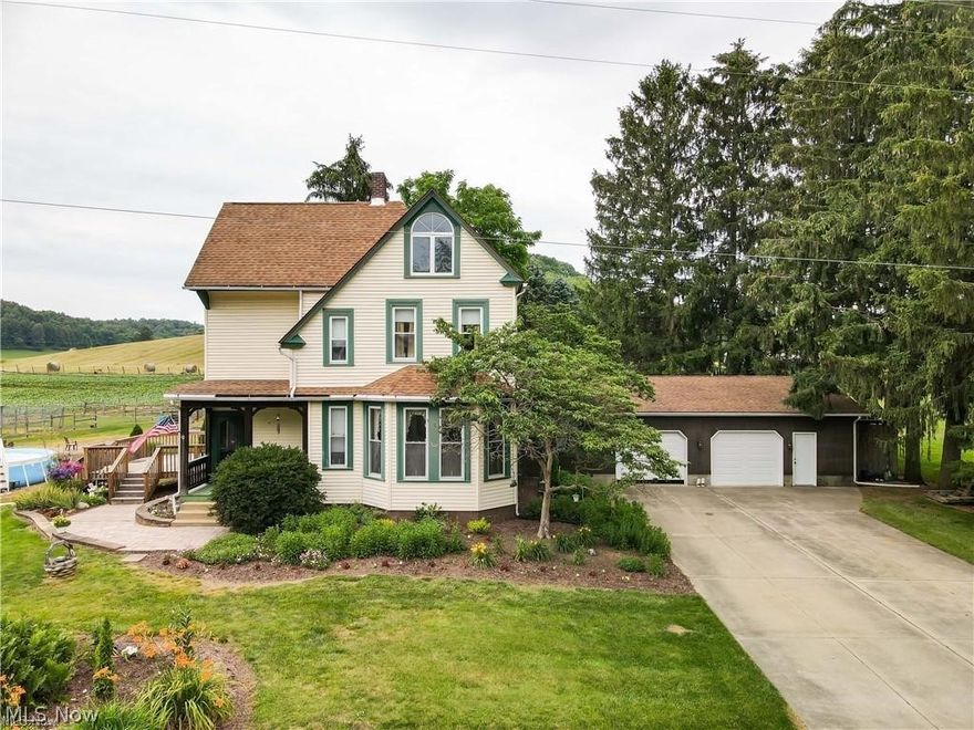 RARE OPPORTUNITY Situated on 19+ acres with free natural gas, this property is what you've been searching for! Built in 1908 this charming home features high ceiling, original woodwork and has been tastefully updated throughout the years. A well maintained exterior and beautiful landscape give this home great curb appeal. Inside you will find a mudroom/laundry room that has been updated with newer flooring and offers built in cabinets for ample storage. The kitchen features industrial lighting, new counters, tin backsplash and plank vinyl flooring. Just off the kitchen the dining room features baton board, updated lighting and opens into the bright and airy formal living room. The family room offers nature stone flooring, wood burning stove and access to the oversized heated three car garage. A great sized bedroom and full bath finish off the main floor. On the second level wide hallways and exposed brick add to the charm of this home. Two spacious bedrooms, an office/flex room share a full bath and complete the second level. Outside a 15x17 deck overlooks an above ground pool and 64x40 pole barn. The barn offers a separate drive, concrete floor, electric and could easily have water added. The pasture offers two sorting pens and high tensile electric fencing. The 32x48 pole barn offers a gravel floor and railroad tie retaining wall.