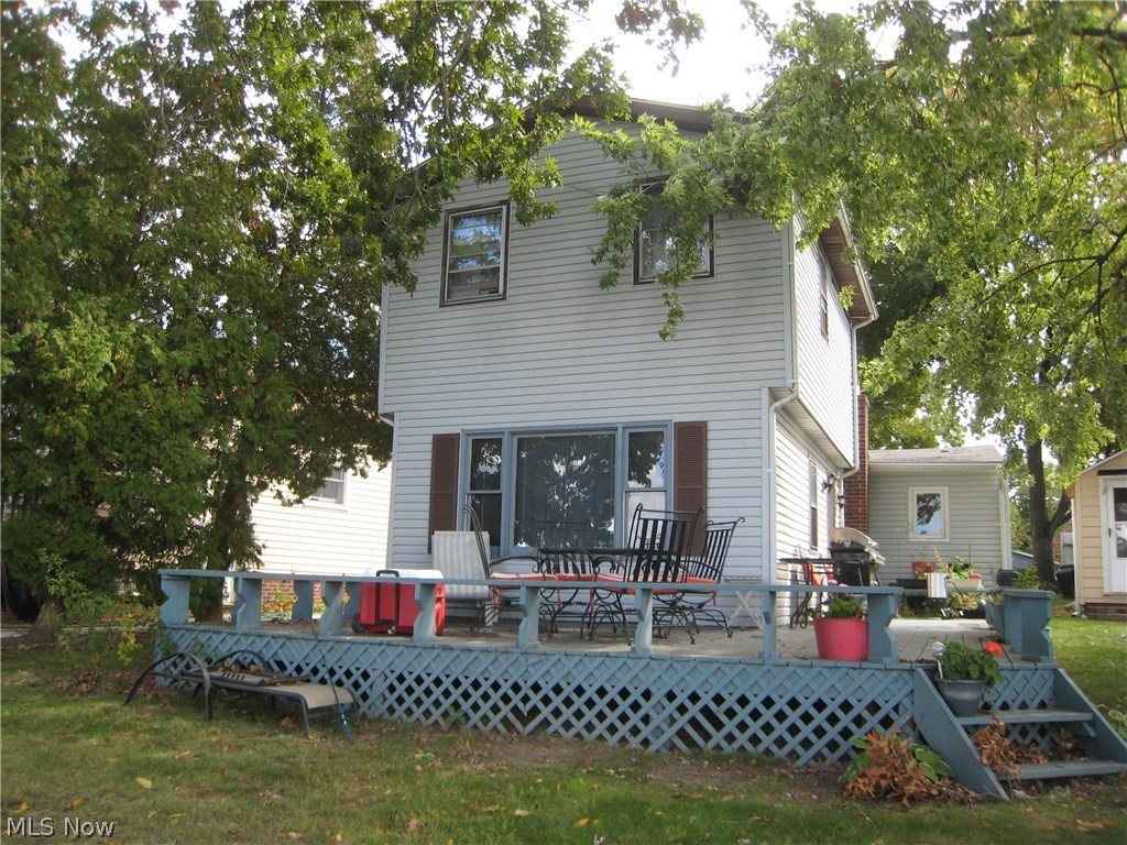Lakefront Property situated on Meyer's Lake. This home has so much potential. Beautiful views. Living room, dining room, kitchen and 2 bedrooms on the first level. A nice size master on the second level. The basement is a crawl space. Spacious deck that over looks the lake. This property will be sold as is.
