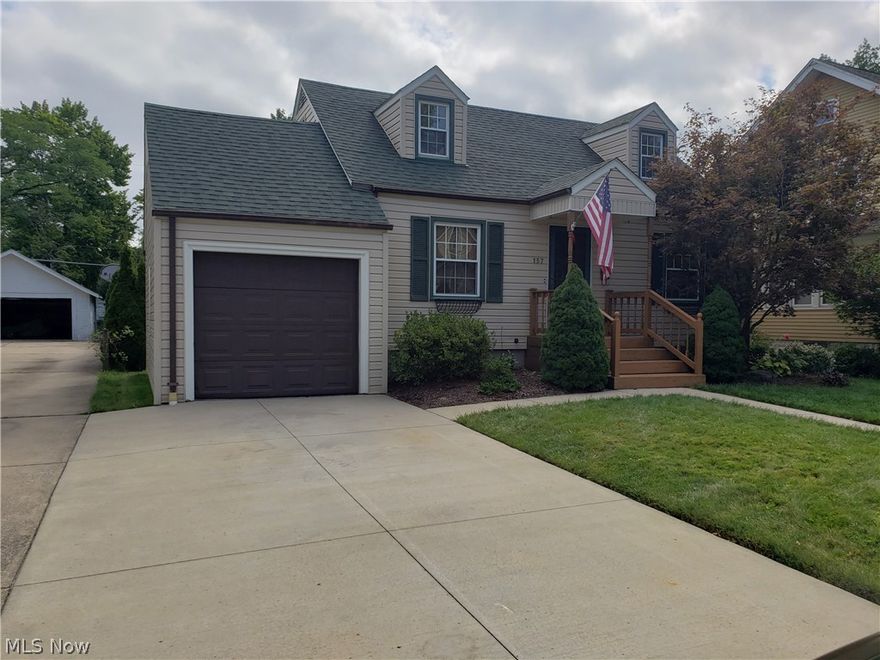 Many perks in this cozy vinyl sided cape cod just off E Market St in SE Warren. Eat in Kitchen updated 2018 with Delta touchless faucet, DR with hardwood floors and corner cabinets,  Bath updated. Covered back deck by Raub construction and has electric and fan overlooks private back yard with pond by Gilmore Design. Vinyl windows by House Dr. 1 car attached garage and concrete drive plus 16x16 shed in back with electric, Roof 2013, 80% furnace in 2003 by Schaaf, updated electric, Hot water tank new in 2018. Full basement, unfinished. 2009 Drainage system by Lauer and sons back of property to the road. Pin survey done 2008 by Carl Kantor.