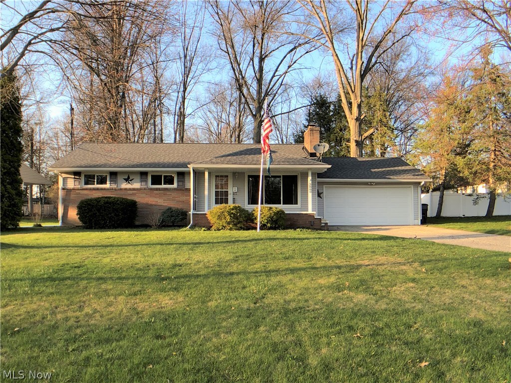 Great Austintown ranch in a convenient location. Move right in to this charming three bedroom home with a partially finished basement. Enter from the large front covered porch into the living room with cove ceiling and wood burning fireplace, to the large eat in kitchen with all appliances. Down the hall are the updated bath with make-up counter and the three generous sized bedrooms. The basement has a large rec room with a built in bar area, an office and bath. The rear yard has a great shed with large windows, could be a gardeners dream, a yoga room, she-shed or even a chicken coop. Mature trees, a patio and partial vinyl privacy fence make this backyard the perfect place to spend those summer days and nights.