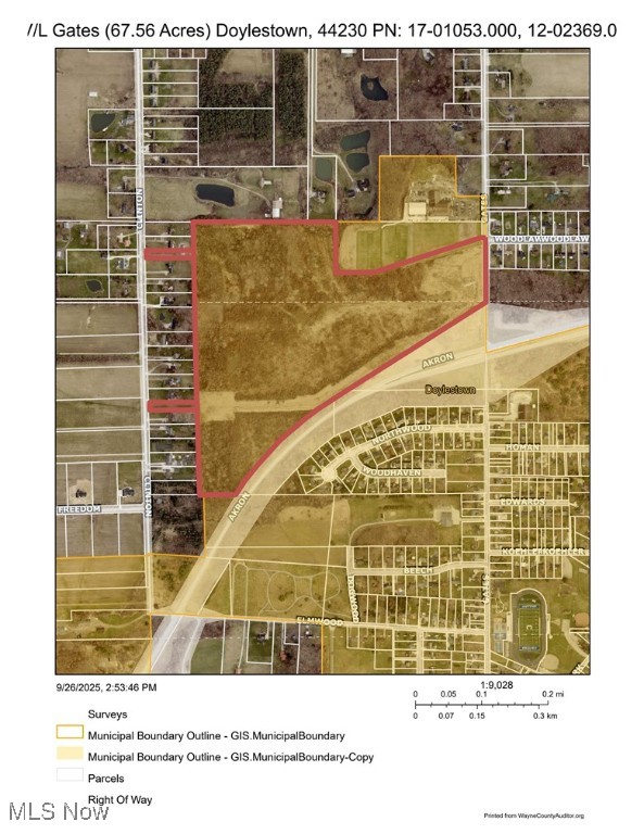Presenting an exceptional development opportunity: The approximately 67.5-acre parcel, located on the west side of Gates St within Doylestown, has public water and sewer availability at the road. The site is well-suited for a blend of single-family residences, condos and cluster homes. Easy access to Route 585 (Akron Rd) also provides easy access to Route 21 (Alternate I-77). Just minutes from downtown Doylestown, this location is ideal for new residential development.