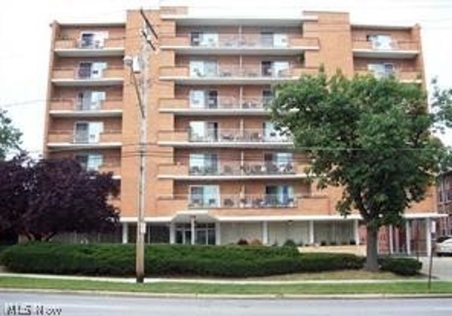 Cozy one bedroom condo available in much desired Kirtland House in central Lakewood! Spacious master, completely updated kitchen and bath! Neutral colors and decor!  Sixth floor unit with balcony offering great views of Lake Erie and downtown Lakewood!  Amenities include pool and party room.  Low HOA fee covers gas, heat, water, sewer, and trash.  These condos do not come available very often, call today to schedule your private tour!