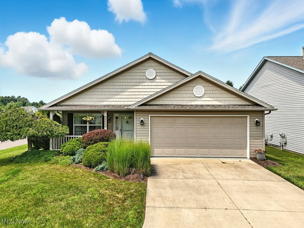 Welcome to low-maintenance living just minutes from Kent State University, NEOMED, and vibrant downtown Kent. This bright and cheerful one-level ranch condo offers comfort, convenience, and style. Enjoy watching the seasons change from the charming front porch and step inside to find an abundance of natural light streaming through numerous windows, highlighting the beautiful hardwood floors that flow throughout the dining area, kitchen, and hallways. The open kitchen comes fully equipped with all appliances and connects seamlessly to a cozy dining space—ideal for casual meals or entertaining. The spacious family room opens to a private patio featuring a charming pergola that stays with the home—perfect for enjoying your morning coffee or relaxing evenings outdoors. This well-designed layout includes two generously sized bedrooms and a shared hall bath and a primary suite retreat with a vaulted ceiling, a large walk-in closet, and an en-suite bathroom. Enjoy the ease of one-level living with a convenient laundry room (washer and dryer included) and an attached two-car garage. Recent updates include: Furnace (2016), A/C (2018), H2O Heater (2017) and Roof (2015). The low HOA fee covers landscaping, snow removal, trash, and pest control—allowing you to focus on what matters most. Whether you're looking to downsize or simply want easy, maintenance-free living in a great location, this condo checks all the boxes!